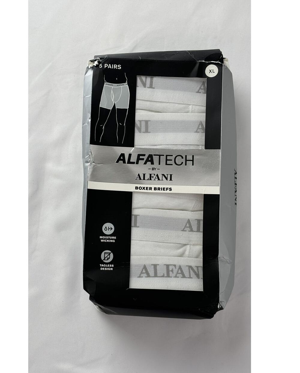 Alfani Cotton Blend Alfatech Boxer Briefs 5 Pairs Mens Size XL White New Tagless